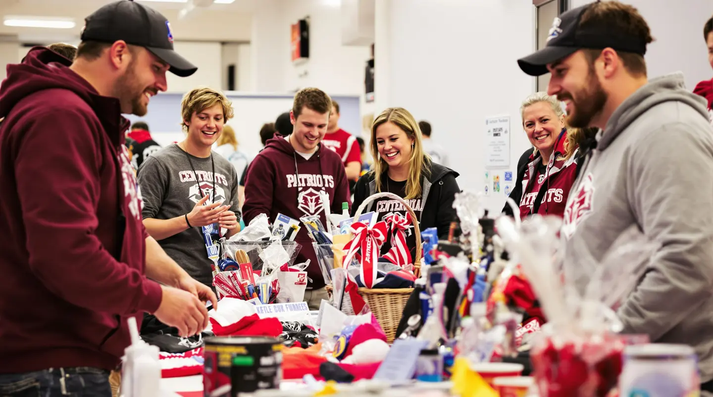 Team fundraiser with parents at fundraising table